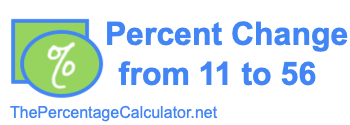 Percent change from 11 to 56