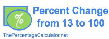 Percent change from 13 to 100