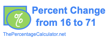 Percent change from 16 to 71