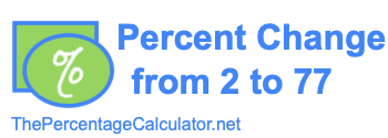 Percent change from 2 to 77
