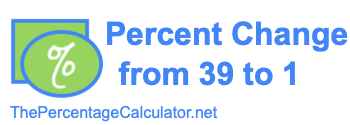Percent change from 39 to 1