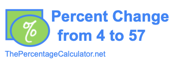 Percent change from 4 to 57