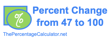 Percent change from 47 to 100