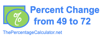 Percent change from 49 to 72