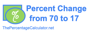 Percent change from 70 to 17