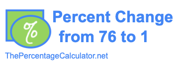 Percent change from 76 to 1