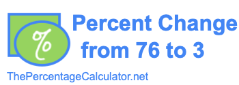 Percent change from 76 to 3