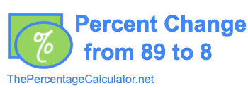 Percent change from 89 to 8