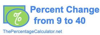 Percent change from 9 to 40
