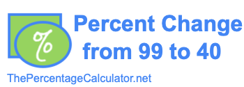 Percent change from 99 to 40