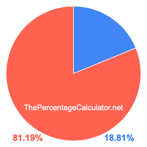 Pie chart showing 18.81 percentage
