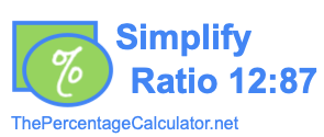 Simplify Ratio 12:87