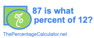 87 is what percent of 12?